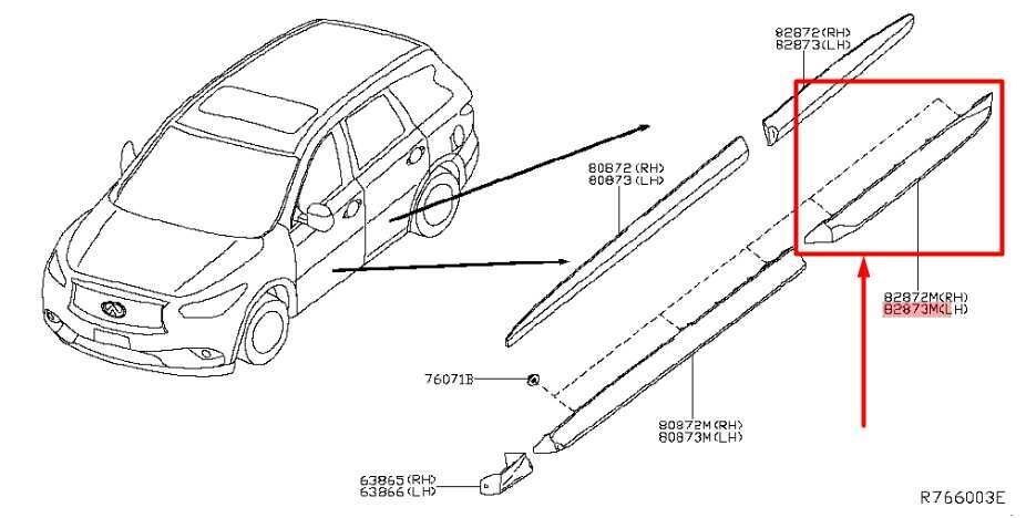 2019-2020 Infiniti QX60 Rear Left Side Door Lower Molding Trim 82877-9NB0A OEM - Alshned Auto Parts