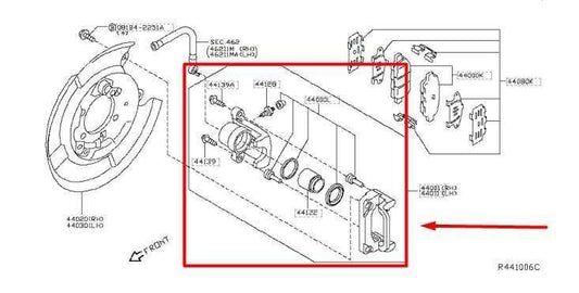 14-20 Nissan Rogue Rear Right Passenger Side Brake Disc Caliper 44001-3NF0A OEM - Alshned Auto Parts