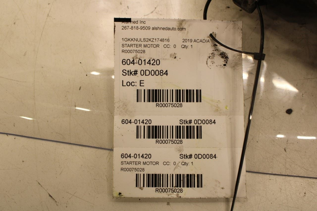 2017-2019 GMC Acadia SLT-1 3.6L Engine Starter Motor 12667974 OEM - Alshned Auto Parts