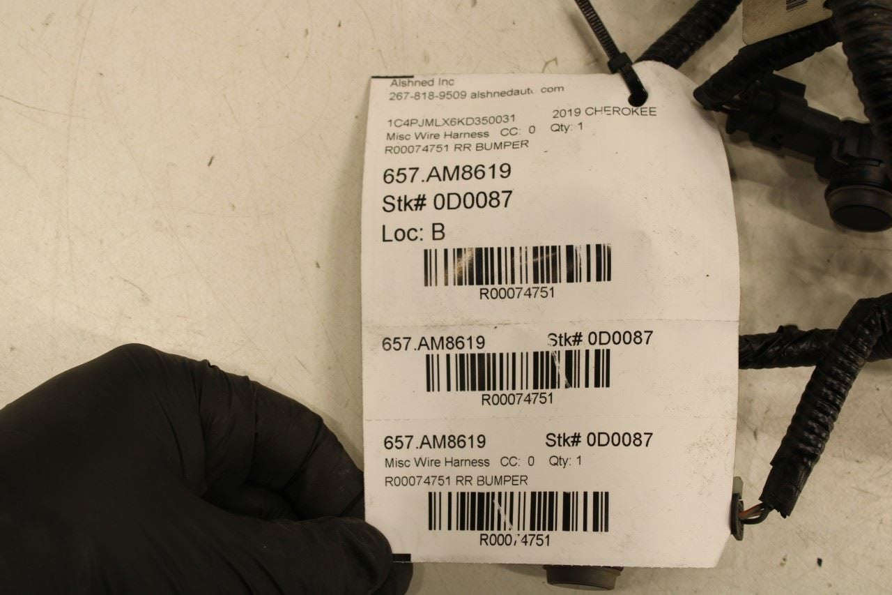 2019 Jeep Cherokee Latitude Rear Bumper Wire Harness w/ Park Sensors 68347397AC - Alshned Auto Parts