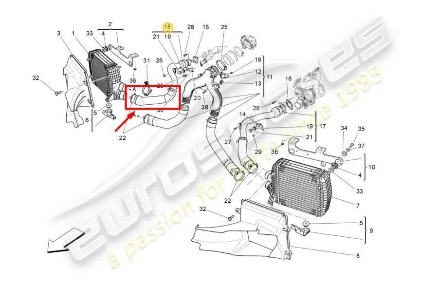 2014-20 Maserati Ghibli 3.0L Right Side Intercooler Pressure Hose Tube 6700013511
