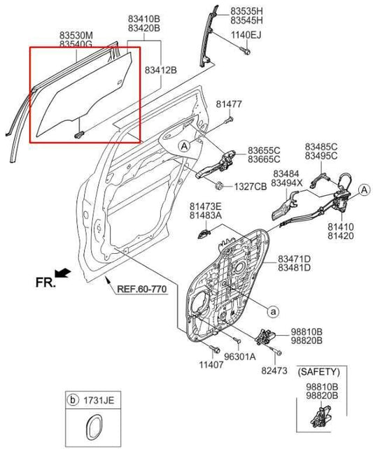 2015-2020 Kia Sorento EX Rear Right Passenger Side Door Window Glass 83420-C5010 - Alshned Auto Parts