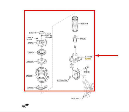 2015-2019 Hyundai Sonata Front Left Side Shock Strut Absorber 54651-C2800 OEM - Alshned Auto Parts