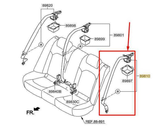 2015-2019 Hyundai Sonata Rear Left Side Seat Belt Retractor 89810-C2000-TRY OEM - Alshned Auto Parts