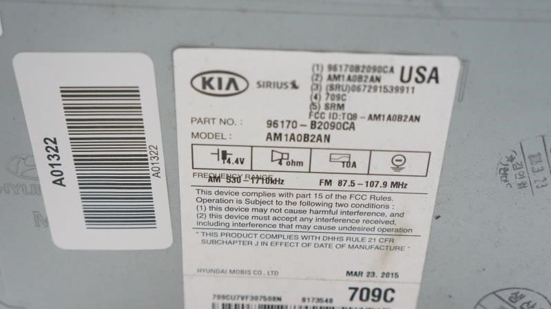 2014-2016 Kia Soul AM FM Bluetooth MP3 Radio Receiver 96170-B2090CA OEM - Alshned Auto Parts