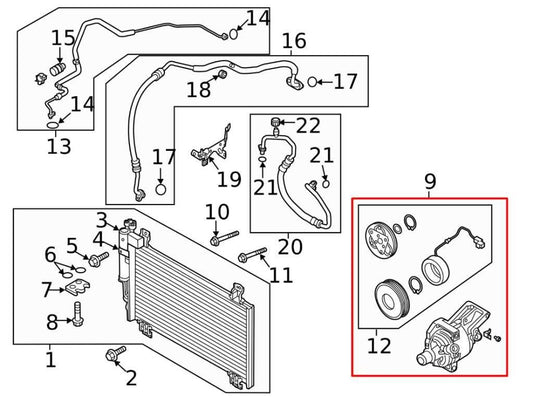 2016-2021 Mazda CX-3 2.0L AC Air Conditioner Compressor 12V D09W61450 OEM - Alshned Auto Parts