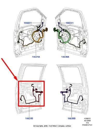 2013-2016 Ford F250 SD Rear Left Driver Door Wire Harness DC3T-14633-BCC OEM - Alshned Auto Parts