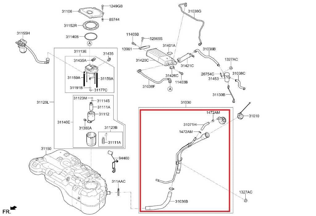 2016-2022 Kia Sportage Nightfall 2.4L Fuel Filler Neck Hose Tube Pipe 31030D9500 - Alshned Auto Parts