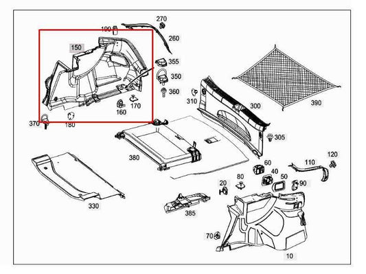 2015-21 Mercedes-Benz C300 4Matic Rear RH Side Quarter Panel Interior Trim Cover - Alshned Auto Parts