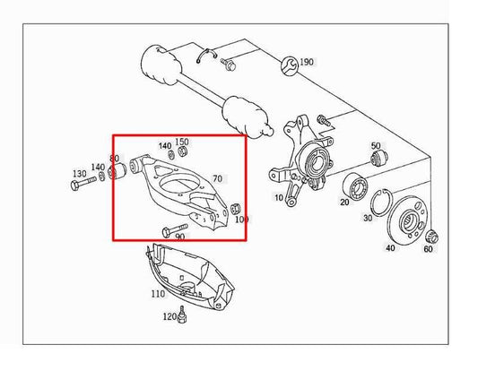 06-09 Mercedes-Benz CLK 350 RWD Rear Suspension Right Side Control Arm Set of 5 - Alshned Auto Parts