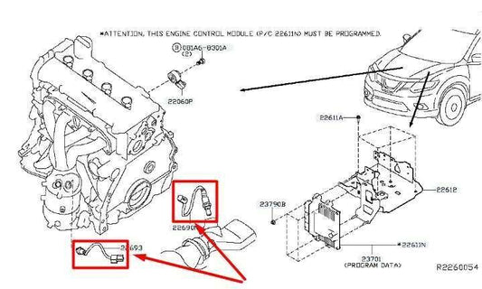 2014-2018 Nissan Rogue 2.5L Front & Rear Oxygen Sensor 22693-4BA0A OEM - Alshned Auto Parts