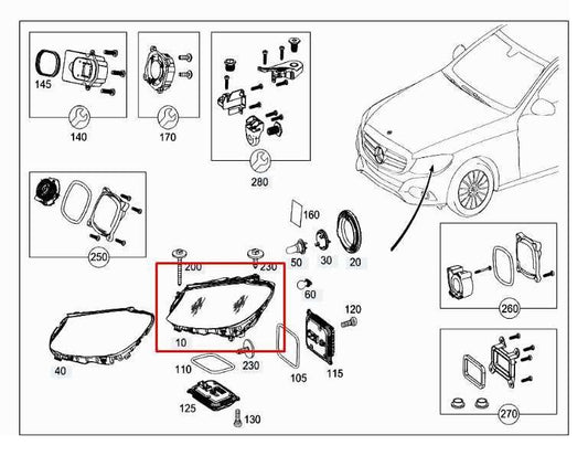 15-18 Mercedes-Benz C300 4Matic 2.0L AWD Front Right Side Headlight Lamp *ReaD* - Alshned Auto Parts