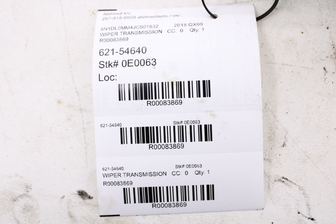 2014-2020 Infiniti QX60 Front Windshield Wiper Transmission Linkage w/ Motor OEM13