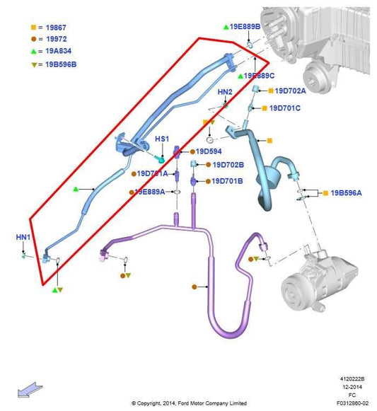 2015-20 Ford F150 XLT 3.5L AC Conditioning Suction and Discharge Hose Tube Pipe - Alshned Auto Parts