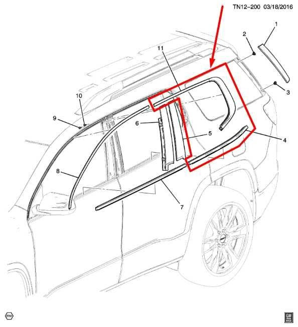 17-23 GMC Acadia SLT-1 Rear Right Door Window Upper Reveal w/ Belt Outer Molding - Alshned Auto Parts