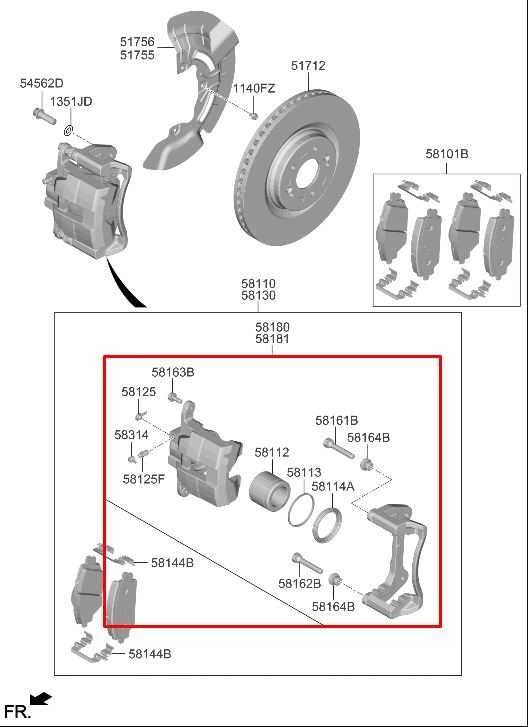 2021-2026 Hyundai Santa Fe SEL Front Right Side Brake Disc Caliper 58130-P2000 - Alshned Auto Parts