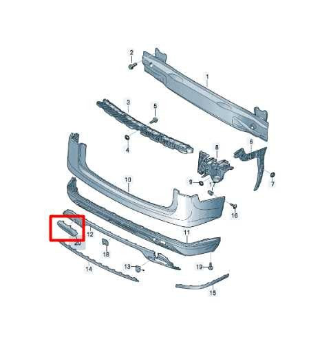1820 Volkswagen Atlas S AWD Rear Bumper Driver Left Side Exhaust Tip Bezel Tail - Alshned Auto Parts
