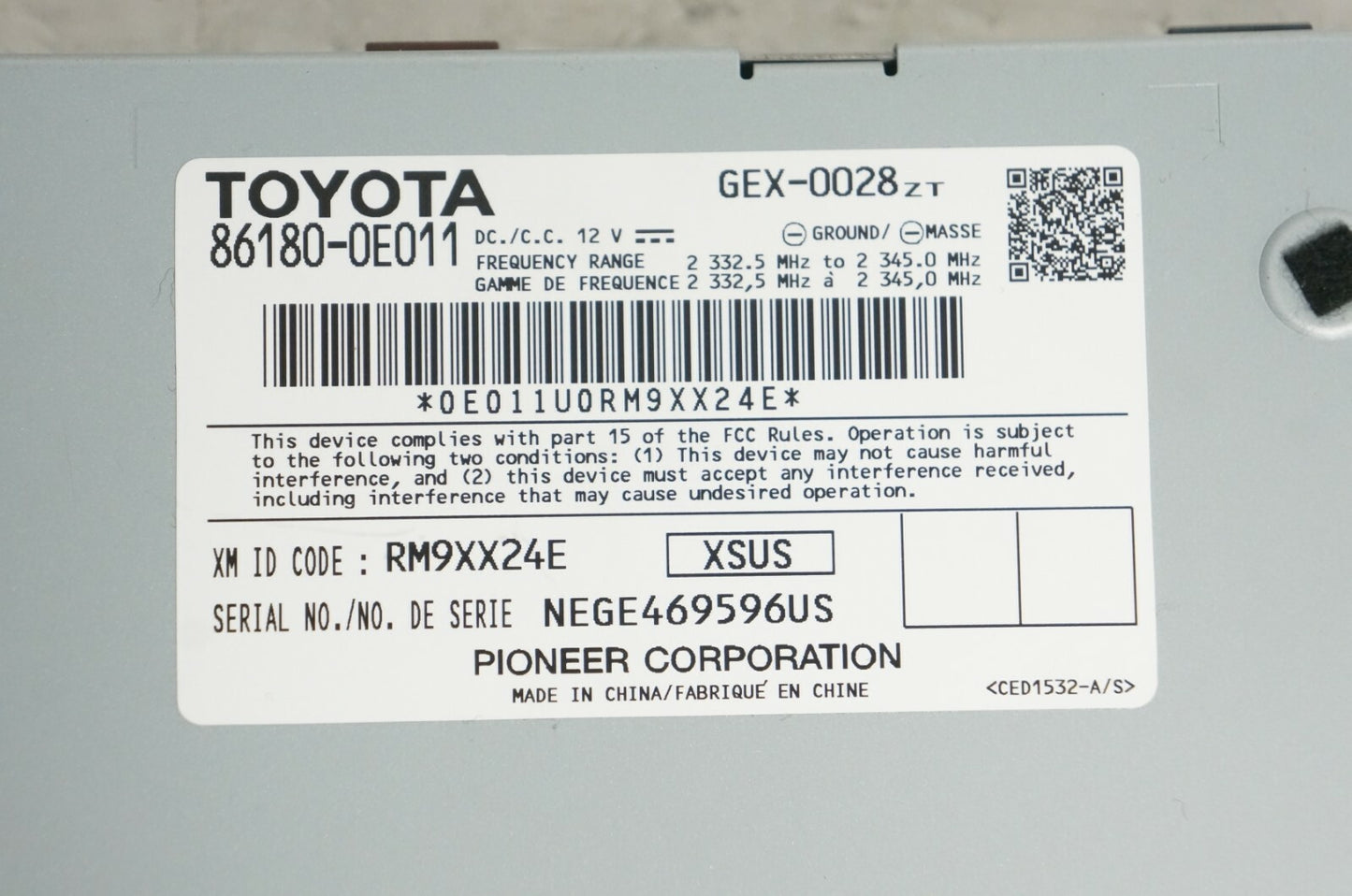 2014 Toyota Rav4 4Runner Factory Satellite Radio Receiver Unit OEM 86180-0E011 - Alshned Auto Parts