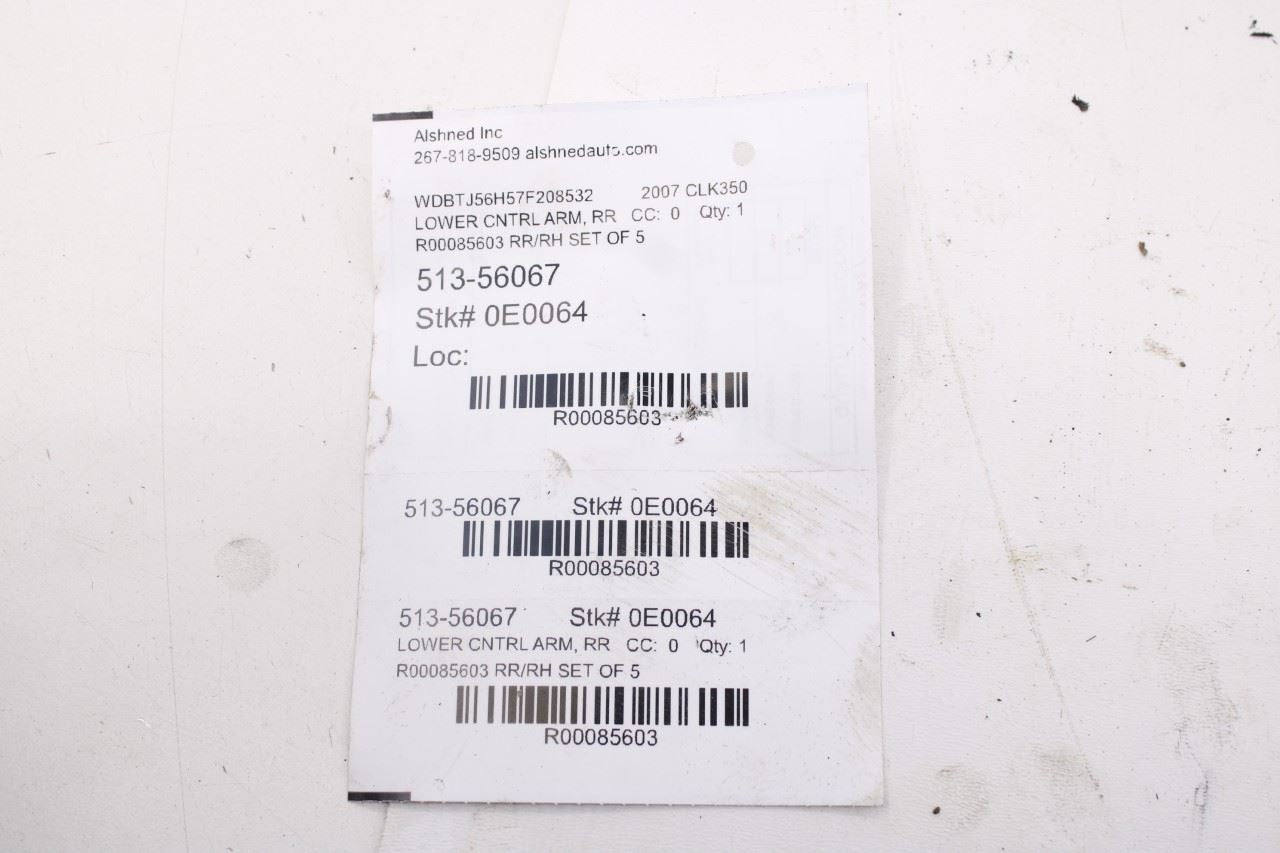 06-09 Mercedes-Benz CLK 350 RWD Rear Suspension Right Side Control Arm Set of 517