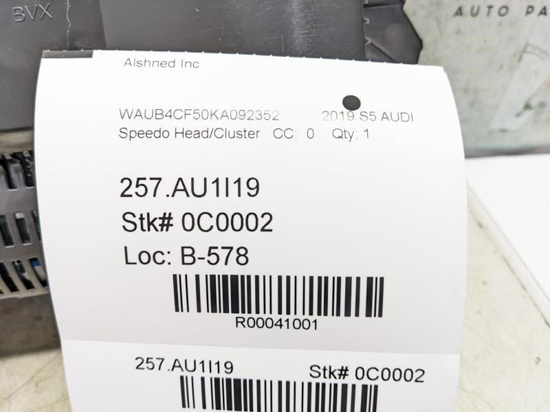 2019 Audi S5 Premium 3.0L AWD Speedometer Gauge Instrument Cluster 37K Mileage - Alshned Auto Parts