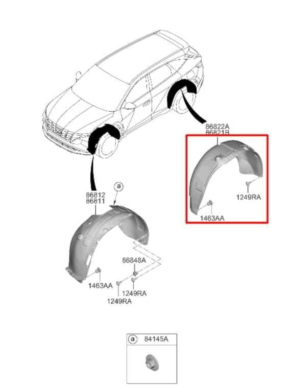 2022-24 Hyundai Tucson SEL Rear Right Wheelhouse Liner Splash Shield 86822-CW000 - Alshned Auto Parts