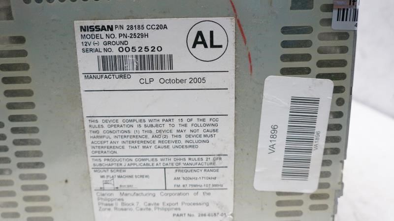 2006-2007 Nissan Murano AM FM CD MP3 Radio Receiver 28185 CC20A OEM - Alshned Auto Parts