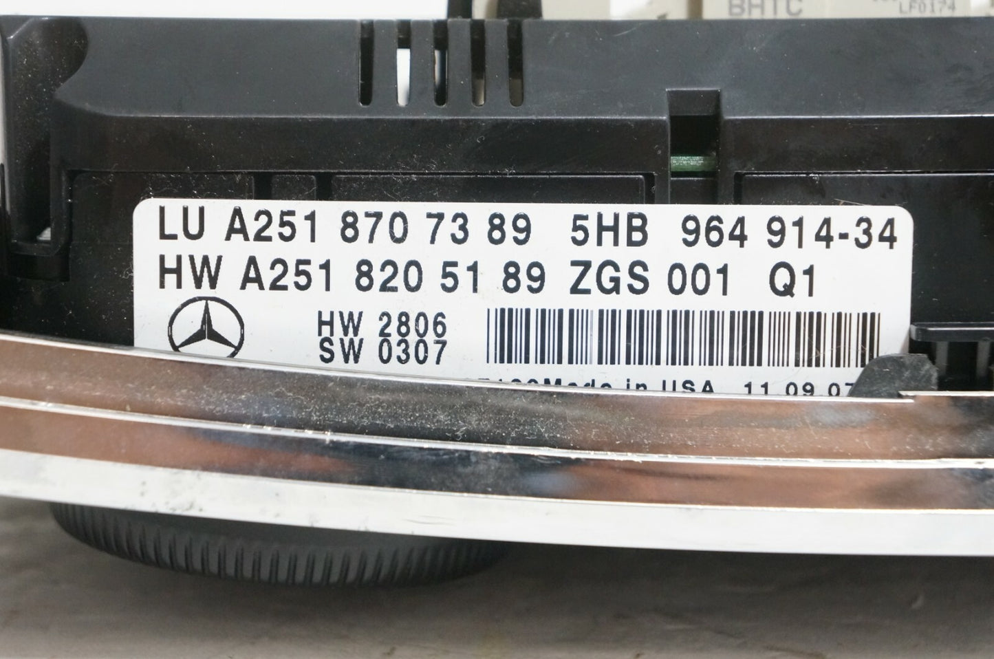 06-08 Mercedes ML550 AC Heater Temperature Climate Control A 251 870 73 89 OEM - Alshned Auto Parts