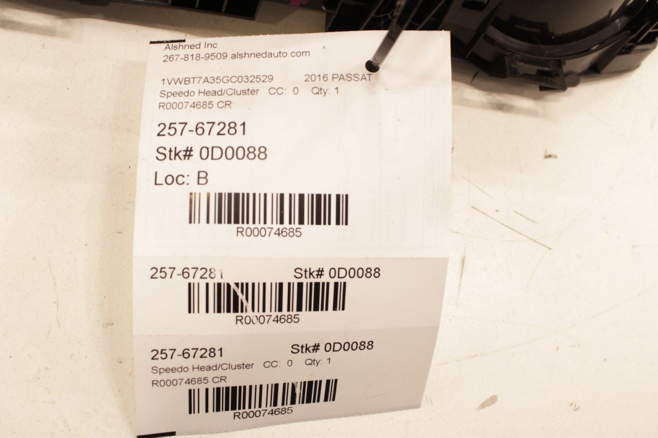 2016 Volkswagen Passat SE 1.8L Speed Gauge Instrument Cluster 99K Mileage *ReaD* - Alshned Auto Parts