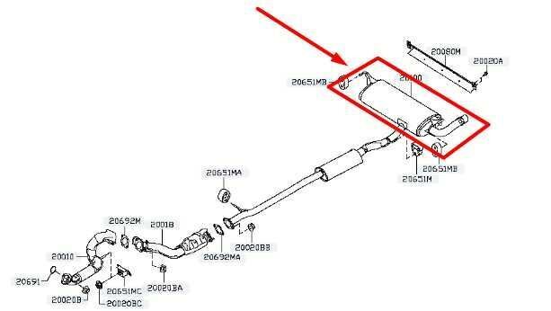 2014-2020 Nissan Rogue 2.5L Exhaust System Rear Muffler 20100-4BA4A OEM - Alshned Auto Parts