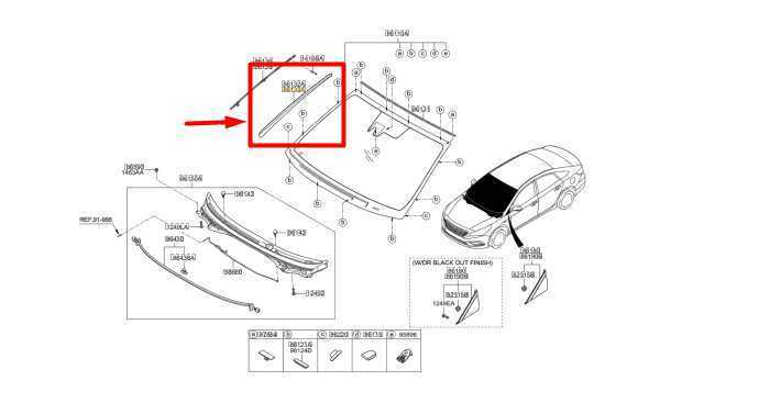 2015-19 Hyundai Sonata Front Right Side Outer Windshield Molding 86141-C1100 OEM - Alshned Auto Parts