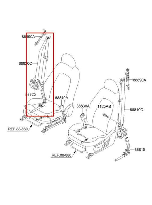 2011-15 Kia Optima LX Front Passenger Right Side Seat Belt Retractor 88820-2T510 - Alshned Auto Parts