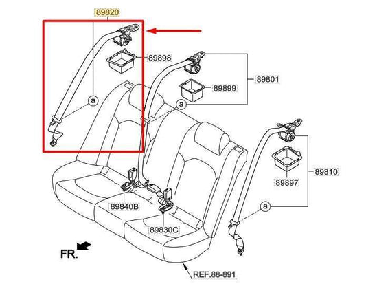 2015-2019 Hyundai Sonata Rear Right Side Seat Belt Retractor 89820-C2000-TRY OEM - Alshned Auto Parts