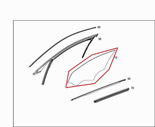 2017-2021 Mercedes-Benz C300 4Matic Front Left Door Window Glass 2057253700 OEM - Alshned Auto Parts