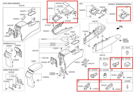 2014-18 Hyundai Elantra Front Center Console Shifter Trim Bezel w/ Storage Tray - Alshned Auto Parts