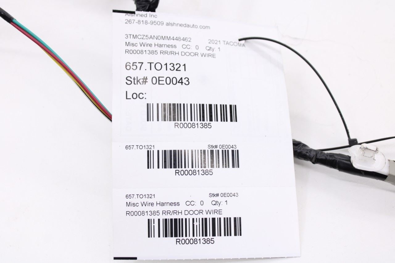 19-23 Toyota Tacoma SR5 Double Cab Rear Right Side Door Wire Harness 82153-0416011