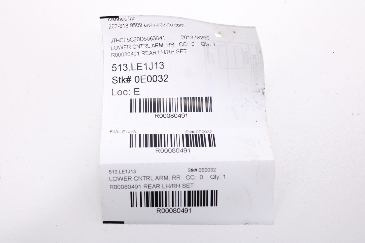 06-13 Lexus IS250 AWD Rear Suspension Right and Left Side Lower Control Arm Set - Alshned Auto Parts