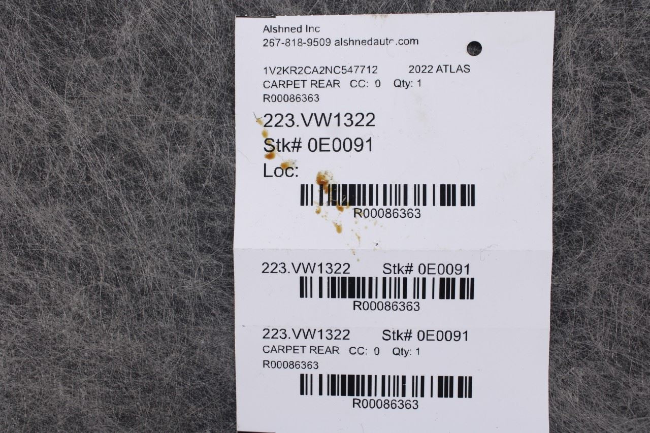 2018-2023 Volkswagen Atlas SE 3.6L AWD Rear 2nd and 3rd Row Floor Carpet Liner - Alshned Auto Parts