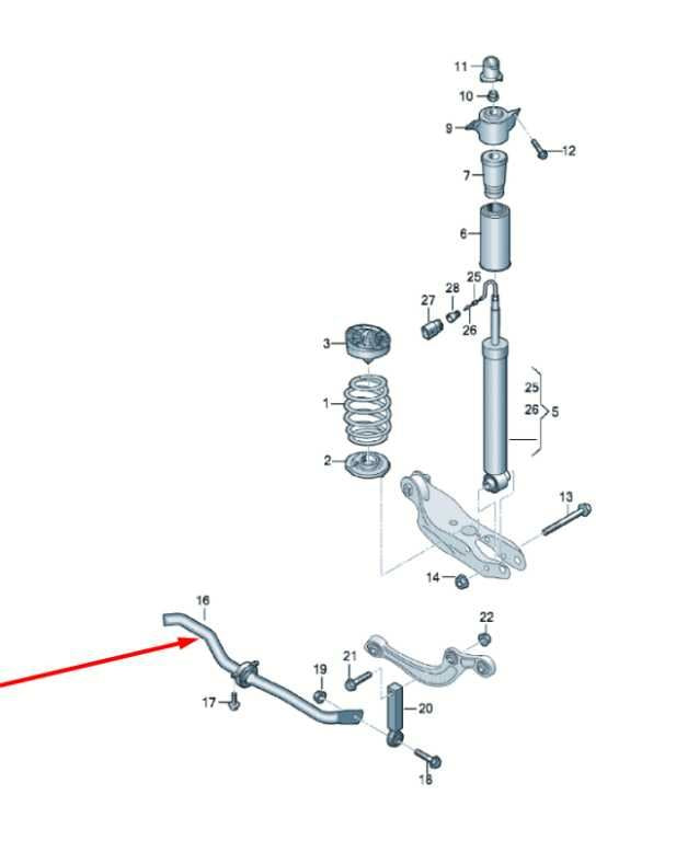 2018-2025 Audi S5 AWD Rear Suspension Stabilizer Sway Anti-Roll Bar 8W0511305AL - Alshned Auto Parts