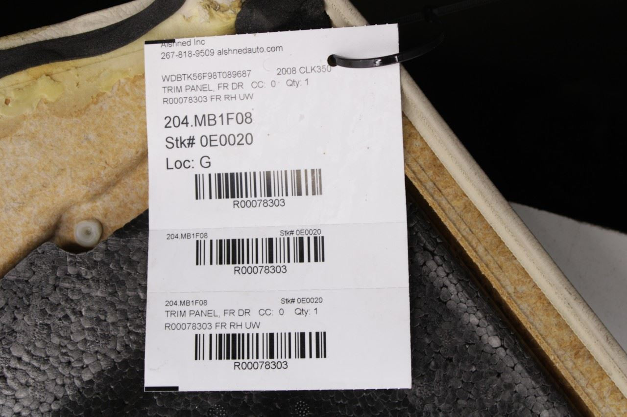 06-09 Mercedes-Benz CLK 350 Convertible Front RH Door Trim Panel 20972032518J41 - Alshned Auto Parts
