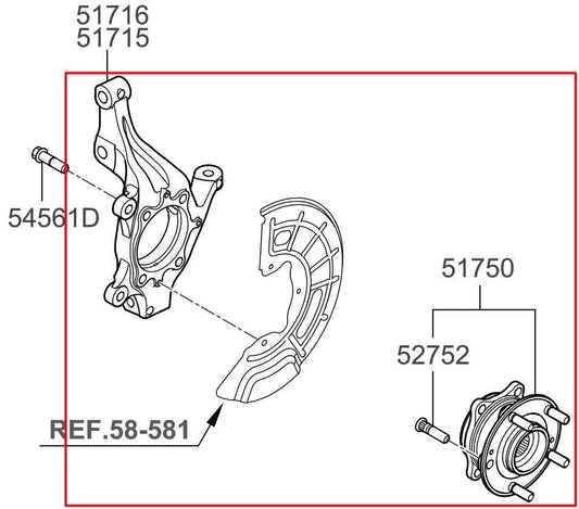 2016-20 Kia Optima EX FWD Front Passenger RH Side Spindle Knuckle Hub 51716C1000 - Alshned Auto Parts