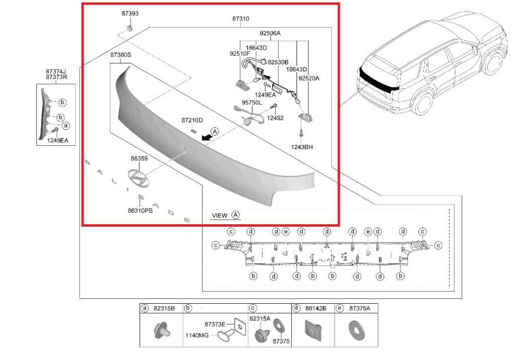 2020-2022 Hyundai Palisade Limited AWD Rear Tailgate Exterior Molding 87310S80201
