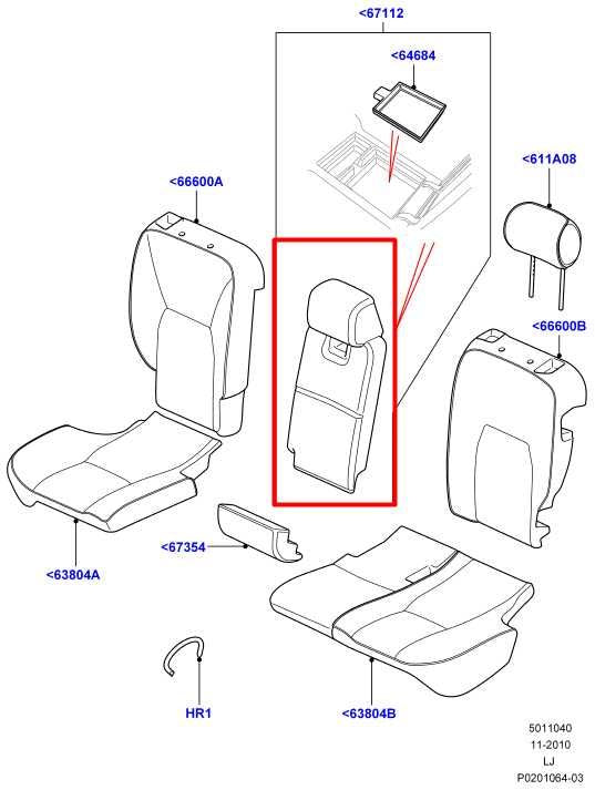 2010-12 Land Rover Range Rover HSE 5.0L Rear 2nd Row Seat Center Cushion Armrest - Alshned Auto Parts