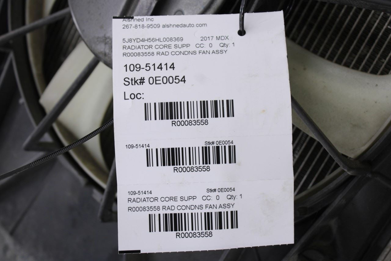 14-18 Acura MDX w/Technology Pkg 3.5L Engine Radiator w/ Cooling Fan Motor Assy9