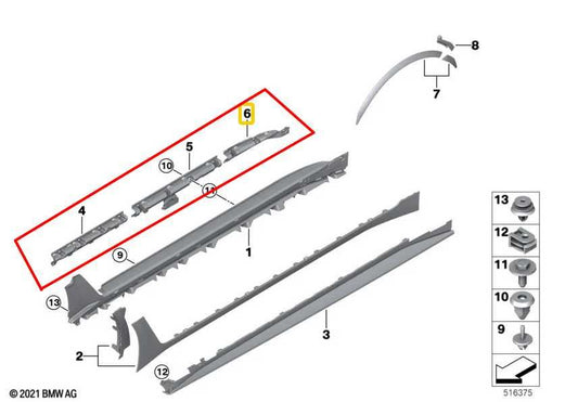 23-25 BMW 430i xDrive Gran Coupe Left Side Rocker Panel Mount Strip Bracket Set - Alshned Auto Parts