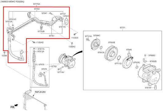 2011-17 Hyundai Veloster Turbo 1.6L FWD AC Conditioning Suction Liquid Line Hose - Alshned Auto Parts