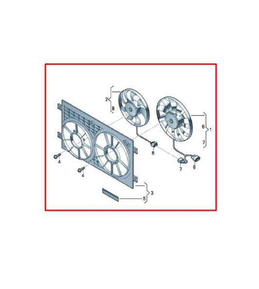 2006-2018 Volkswagen Passat SE 1.8L FWD Dual Radiator Cooling Fan Motor Assembly - Alshned Auto Parts