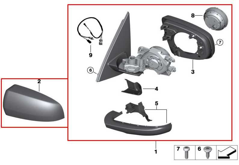 2007-13 BMW X5 xDrive35i 3.0L Passenger RH Side Rear View Mirror 51-16-7-282-7321