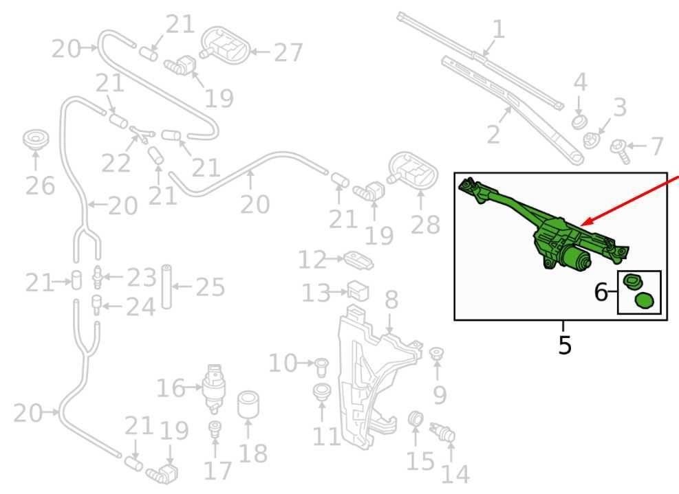 2018-25 Audi S5 Front Windshield Wiper Transmission Linkage w/ Motor 8W6955023F - Alshned Auto Parts