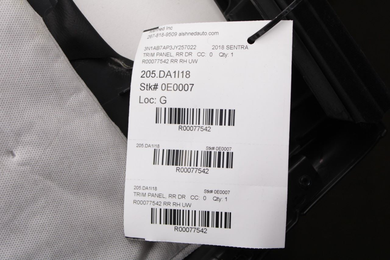 2015-2019 Nissan Sentra SL Rear Right Side Door Trim Panel 82976-3SG2A OEM - Alshned Auto Parts