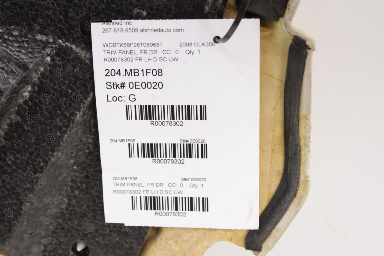 06-09 Mercedes-Benz CLK350 Convertible Front Left Door Trim Panel 20972031518J41 - Alshned Auto Parts